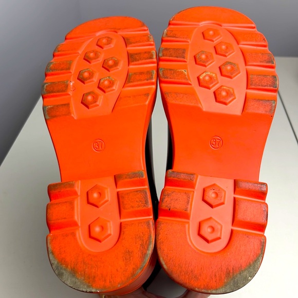 Super Trendy black ankle boot with orange sole women size 6.5. - Picture 7 of 17